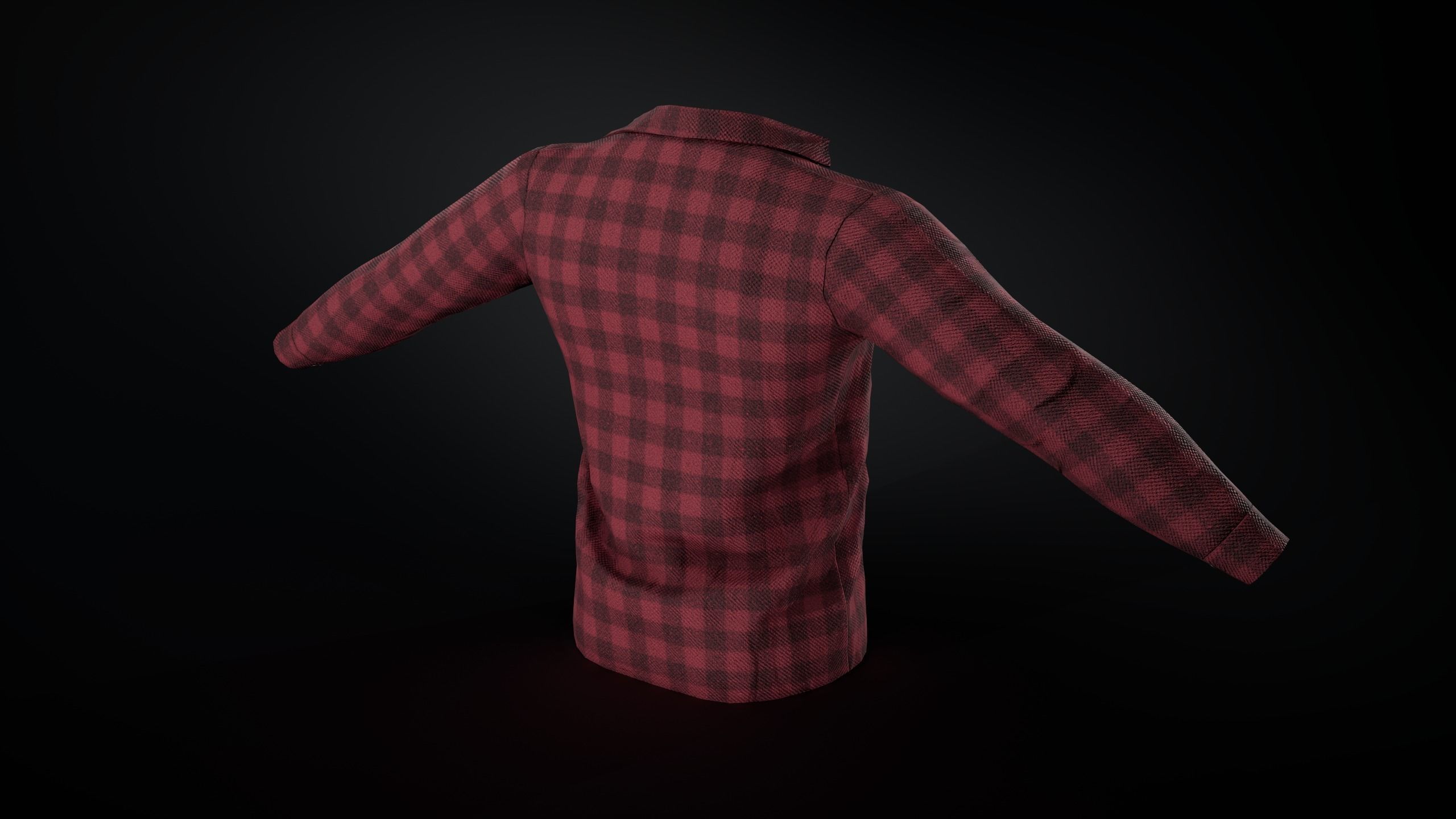 Red Flannel Shirt Low-poly 3D model_3