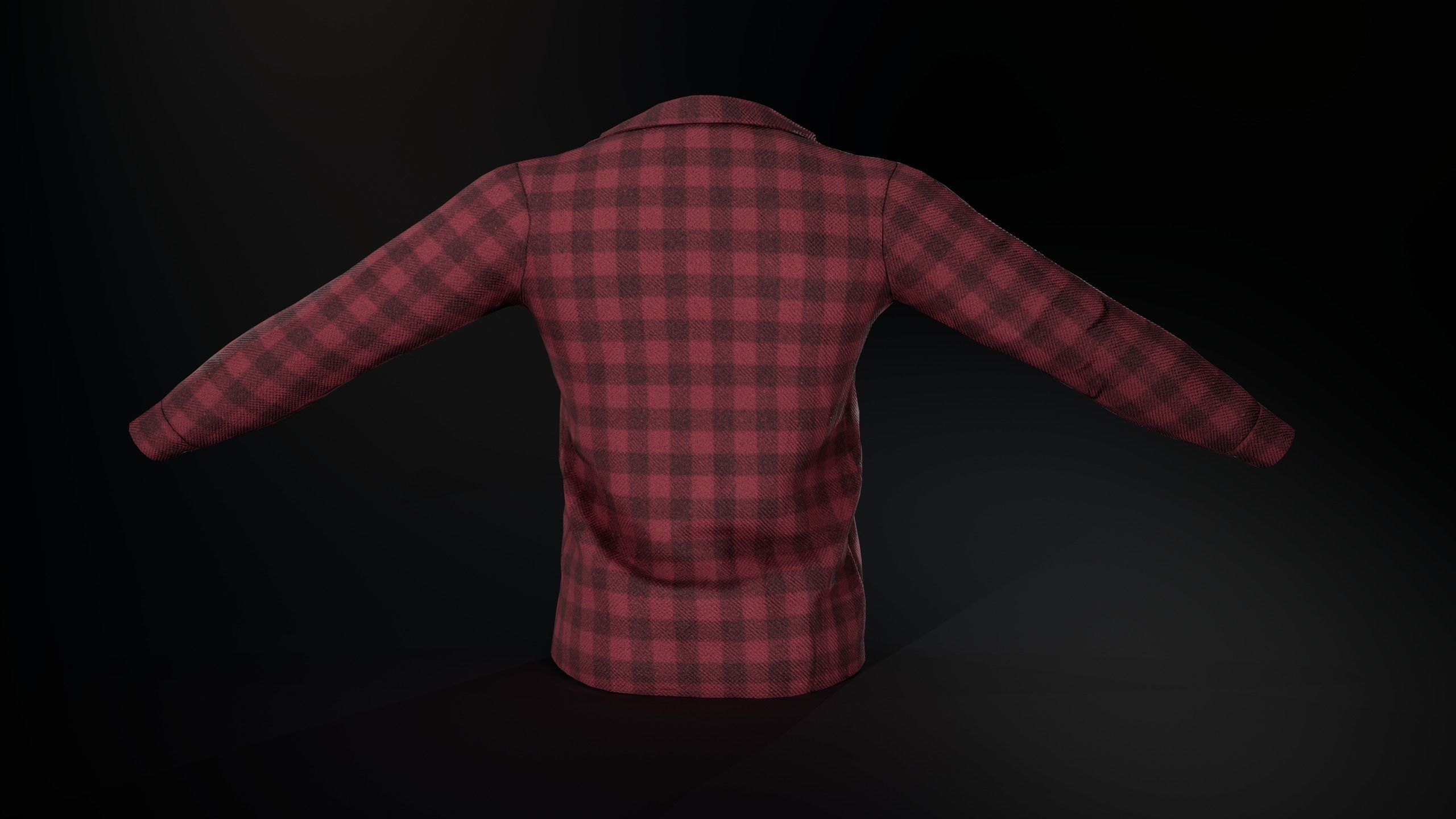 Red Flannel Shirt Low-poly 3D model_5