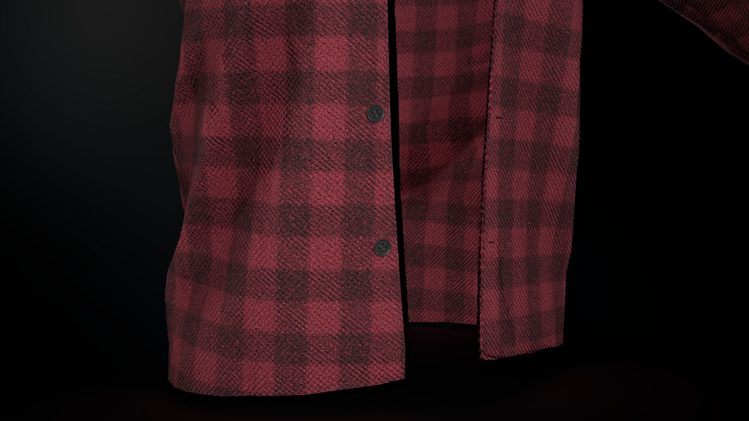 Red Flannel Shirt Low-poly 3D model_11