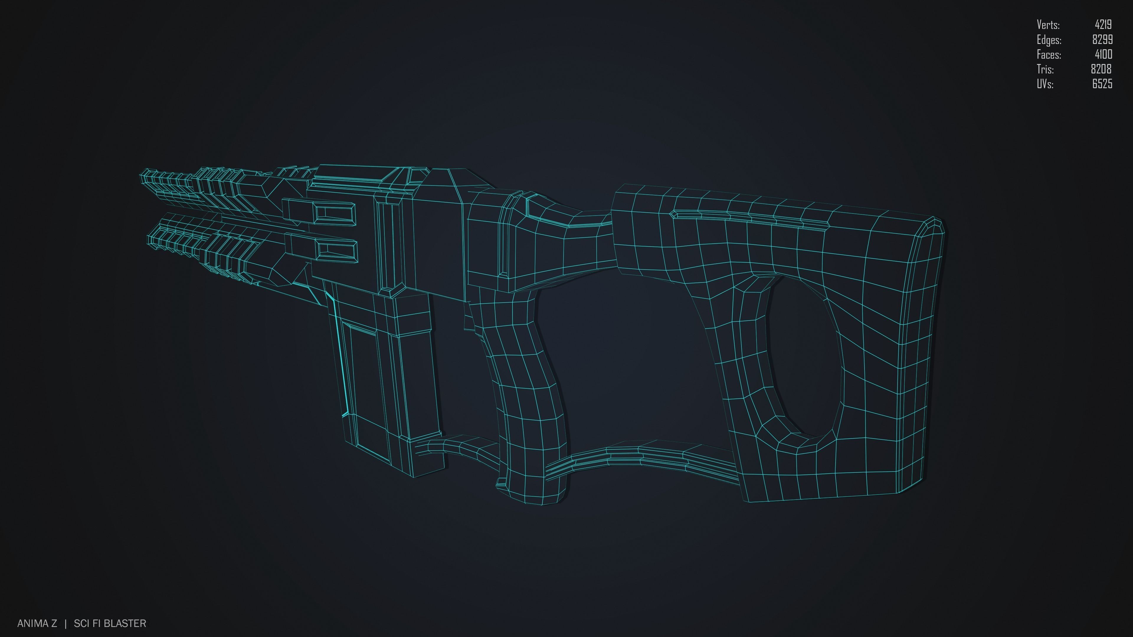 Sci fi blaster Low-poly 3D model_12