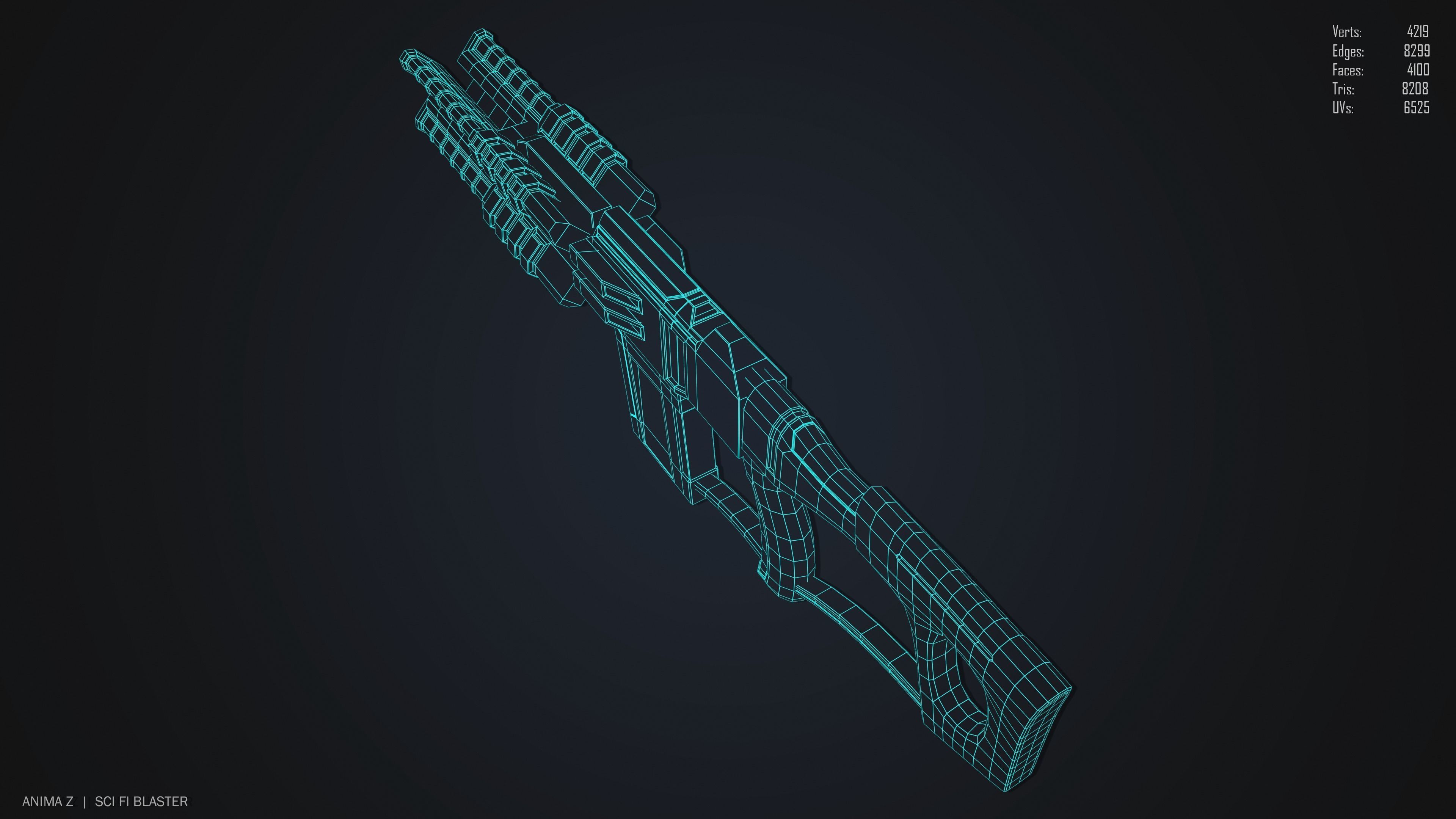 Sci fi blaster Low-poly 3D model_11