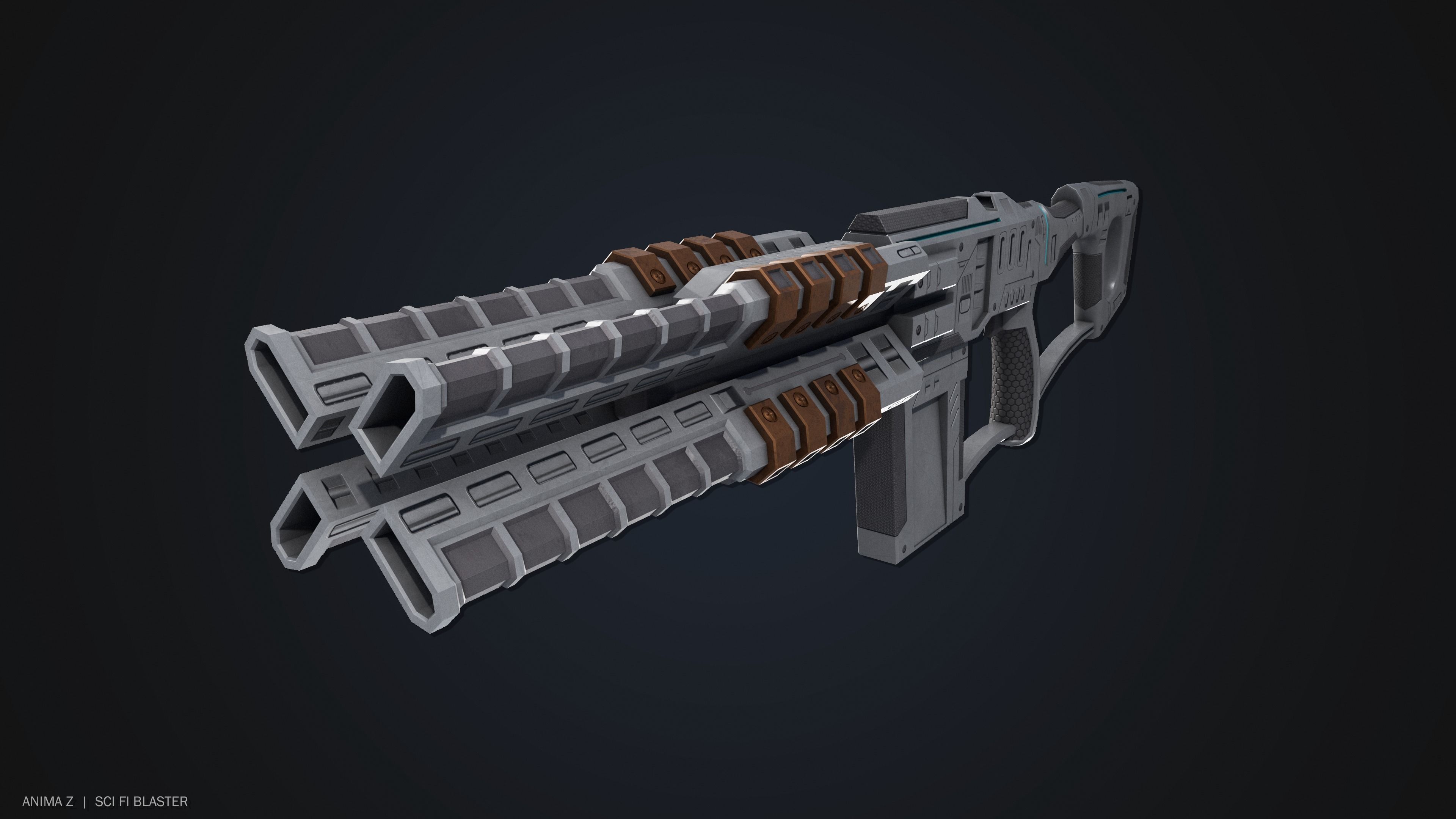 Sci fi blaster Low-poly 3D model_1