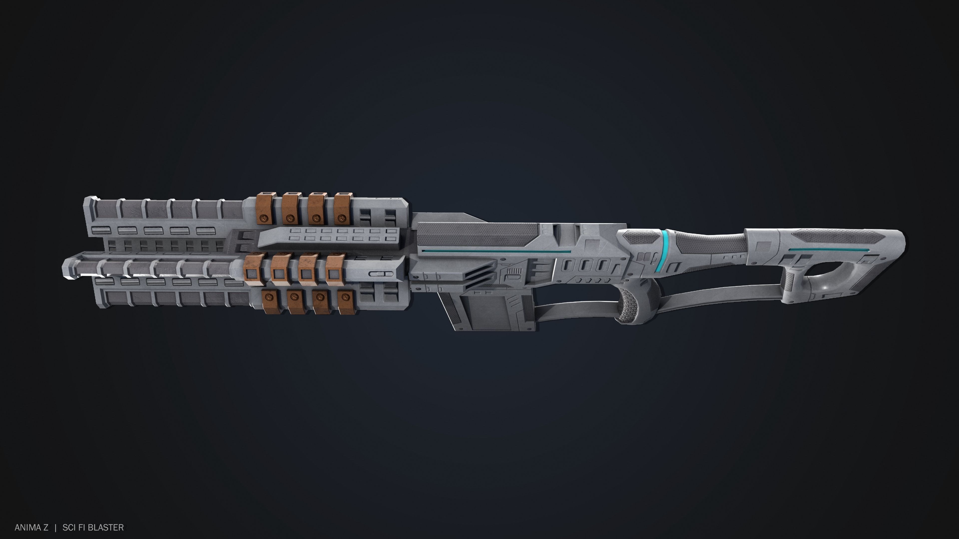 Sci fi blaster Low-poly 3D model_7