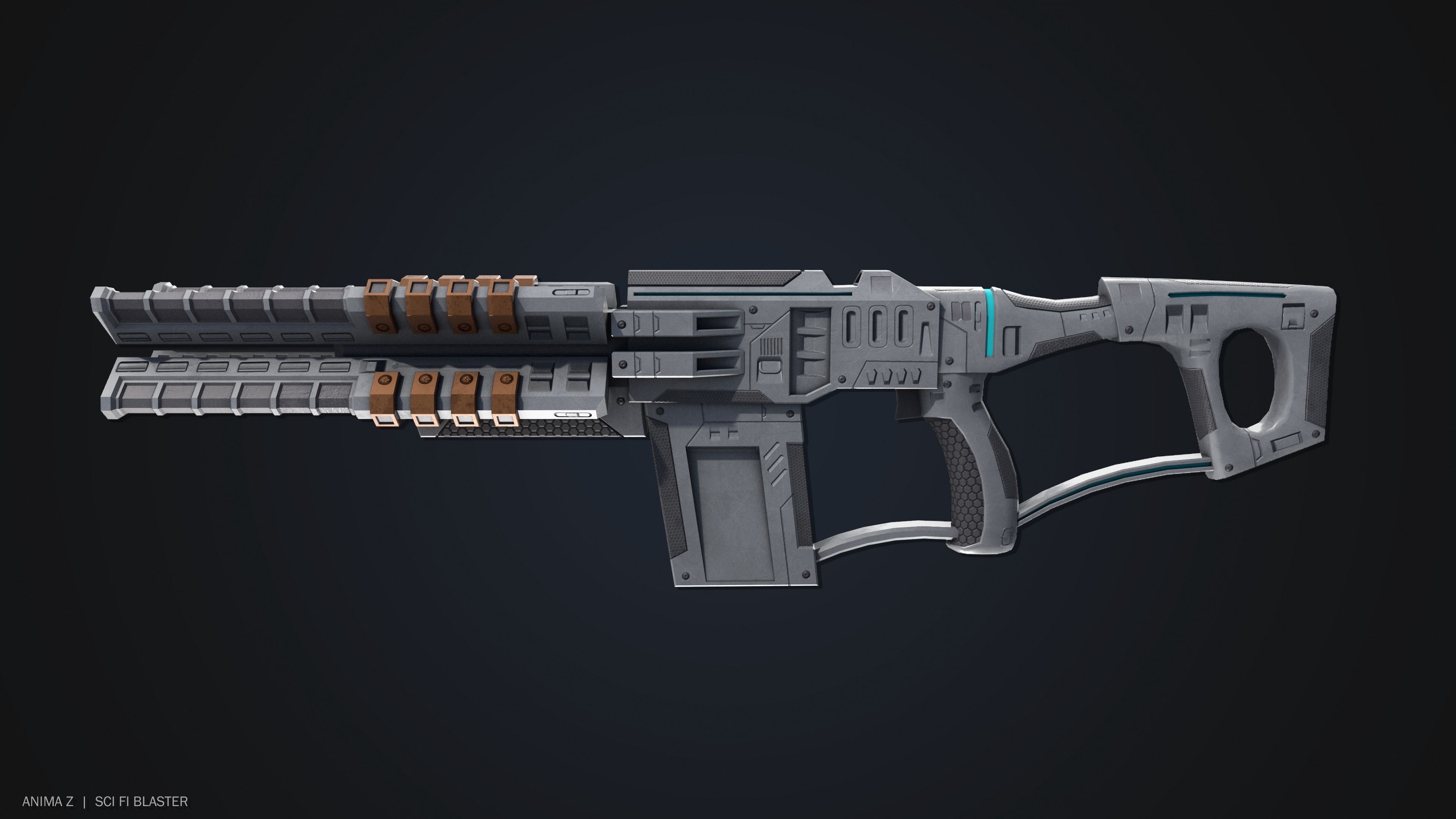 Sci fi blaster Low-poly 3D model_4