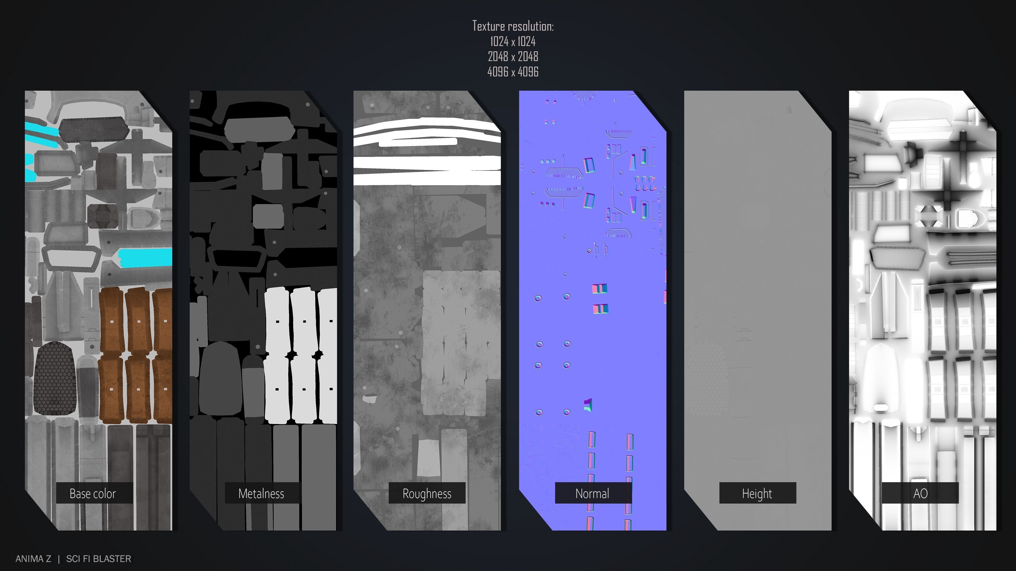 Sci fi blaster Low-poly 3D model_3