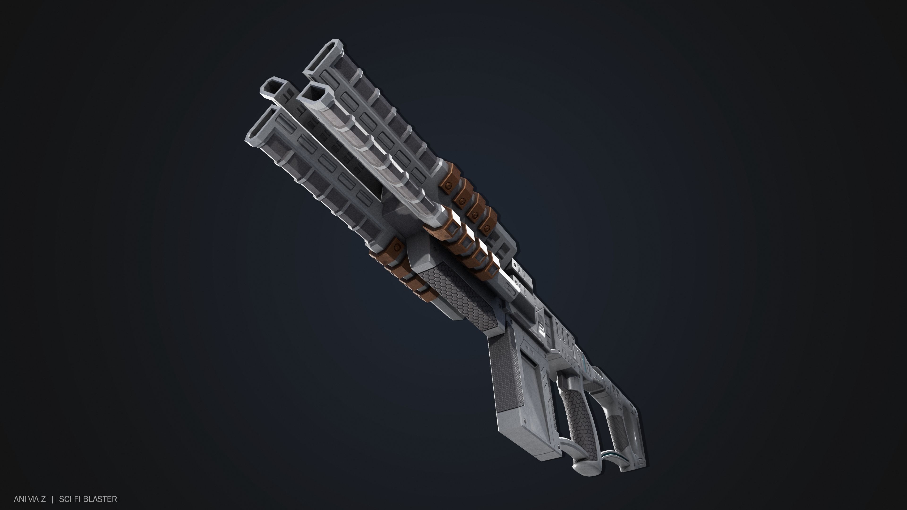 Sci fi blaster Low-poly 3D model_8
