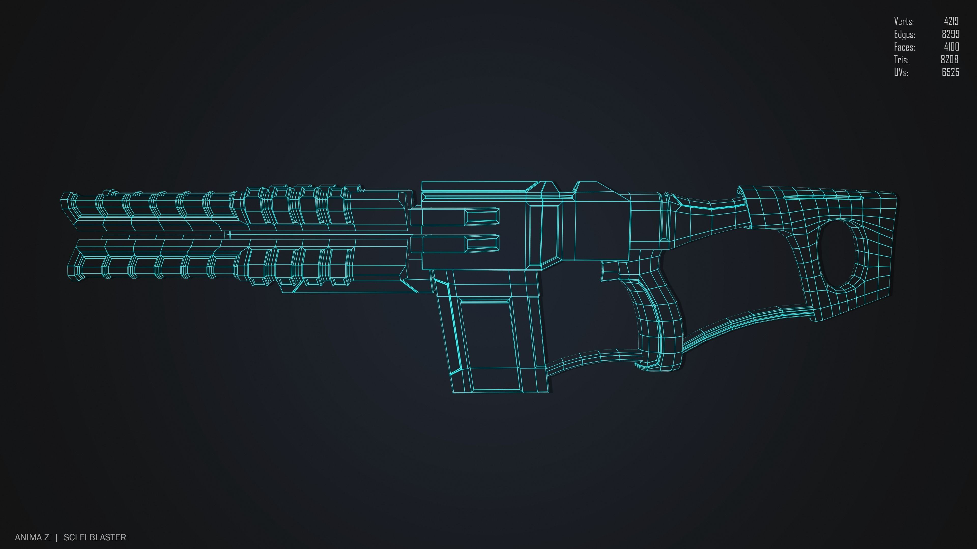 Sci fi blaster Low-poly 3D model_10