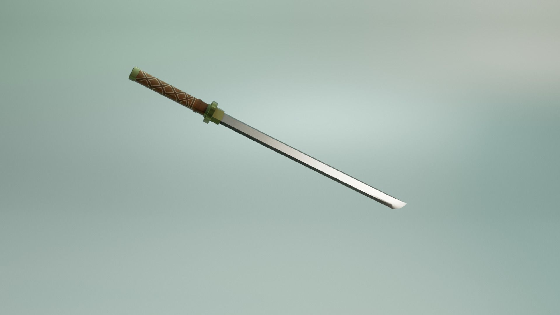Game Ready Sword 3D model samurai Low-poly 3D model_3