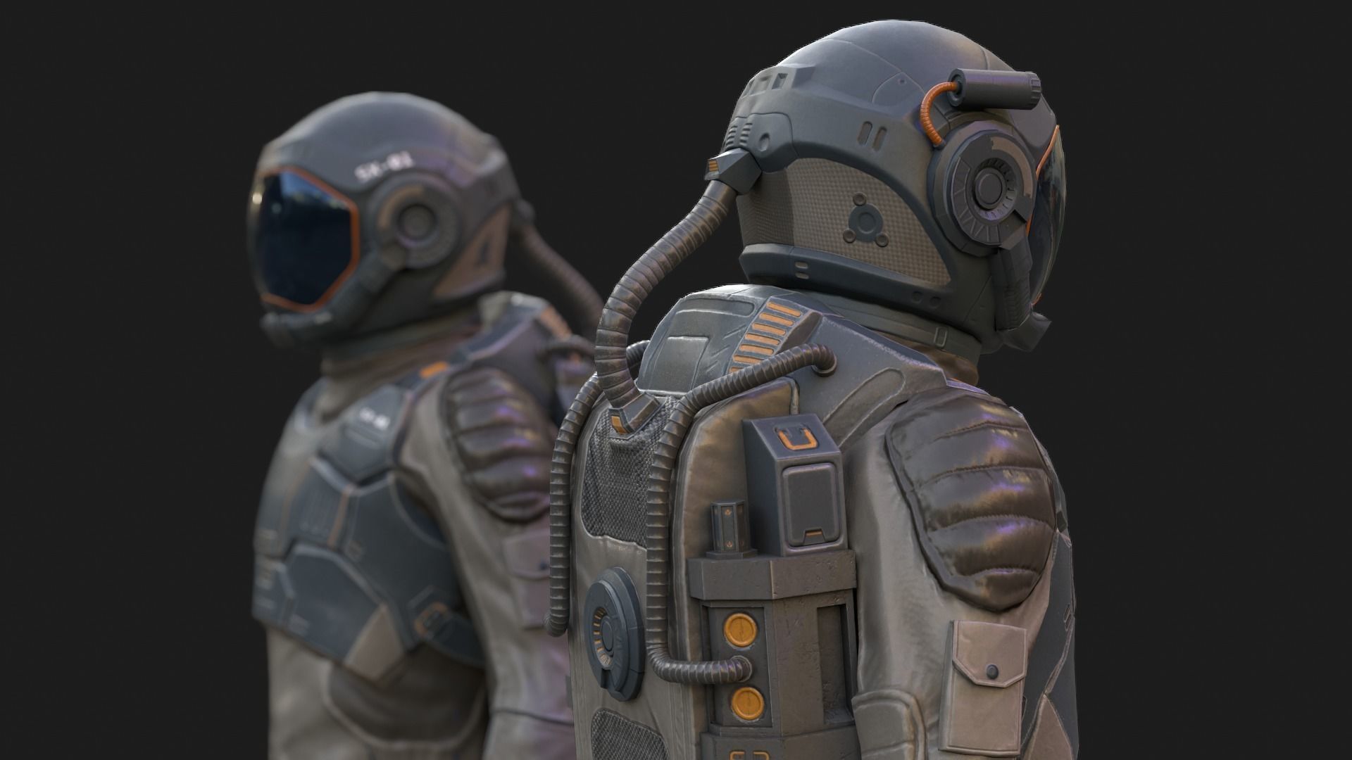 SX01 Male Space Suit LITE VERSION Low-poly 3D model_3