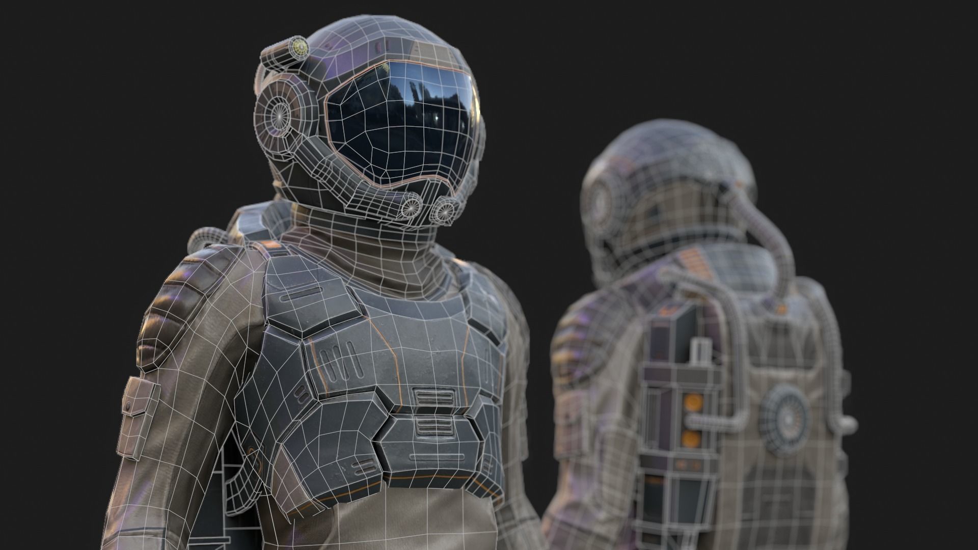SX01 Male Space Suit LITE VERSION Low-poly 3D model_2