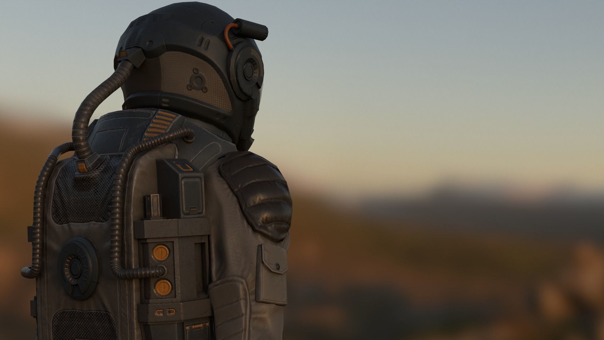 SX01 Male Space Suit LITE VERSION Low-poly 3D model_10