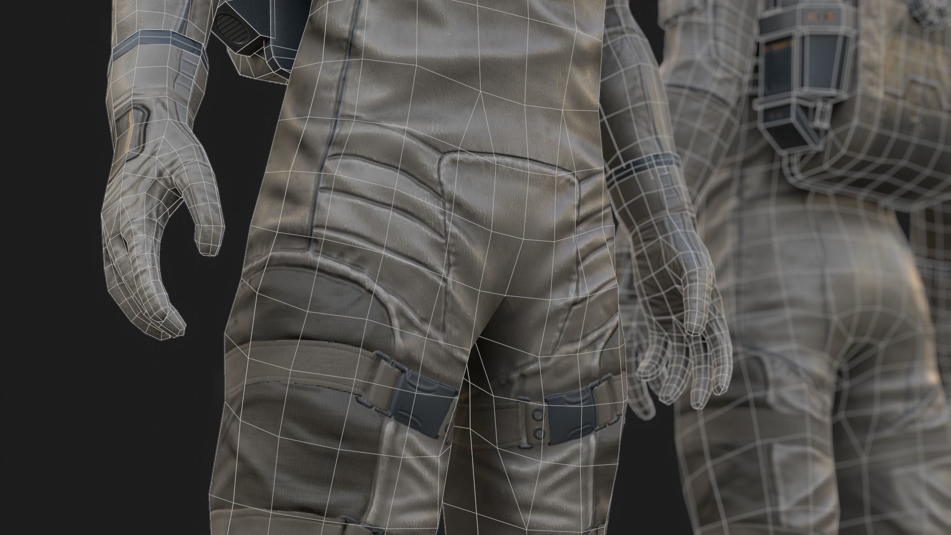 SX01 Male Space Suit LITE VERSION Low-poly 3D model_6