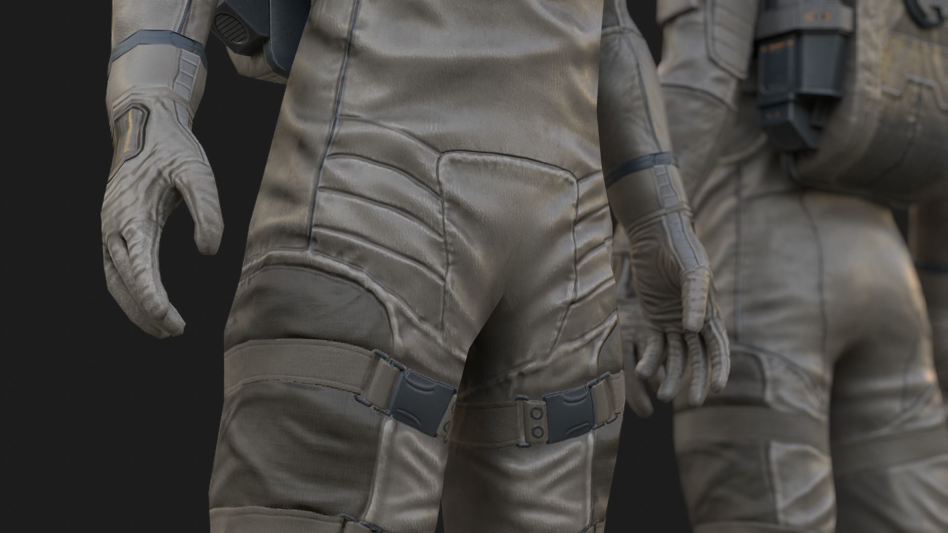 SX01 Male Space Suit LITE VERSION Low-poly 3D model_5