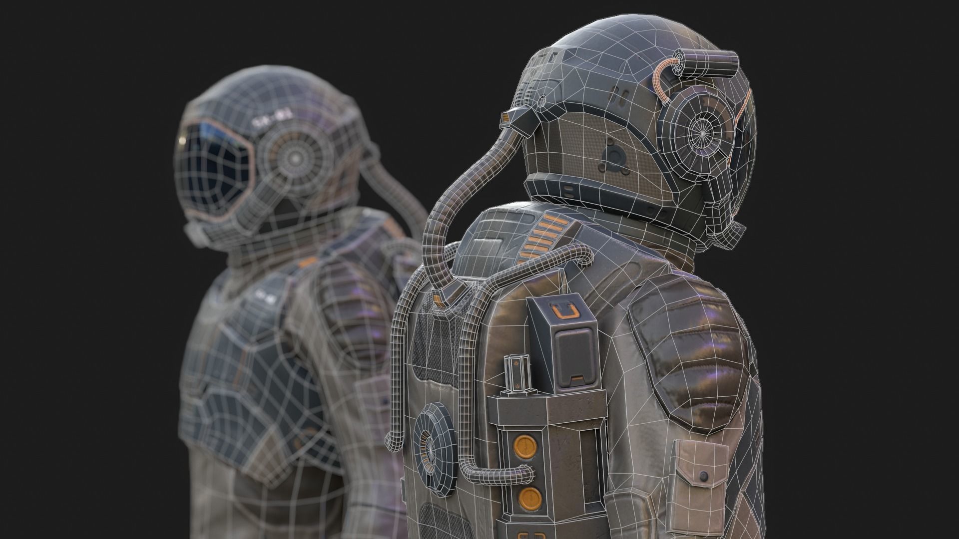 SX01 Male Space Suit LITE VERSION Low-poly 3D model_4