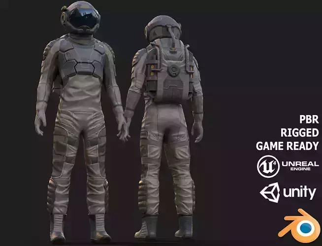 SX01 Male Space Suit LITE VERSION Low-poly 3D model