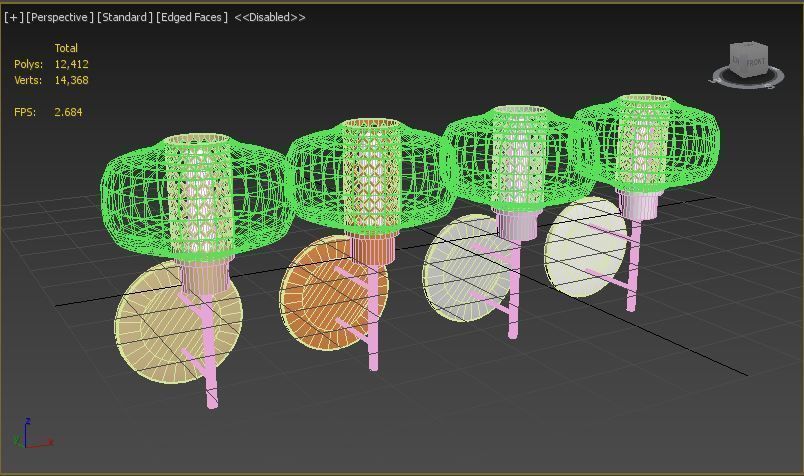 light 2 set of four wall sconces 3D model_5