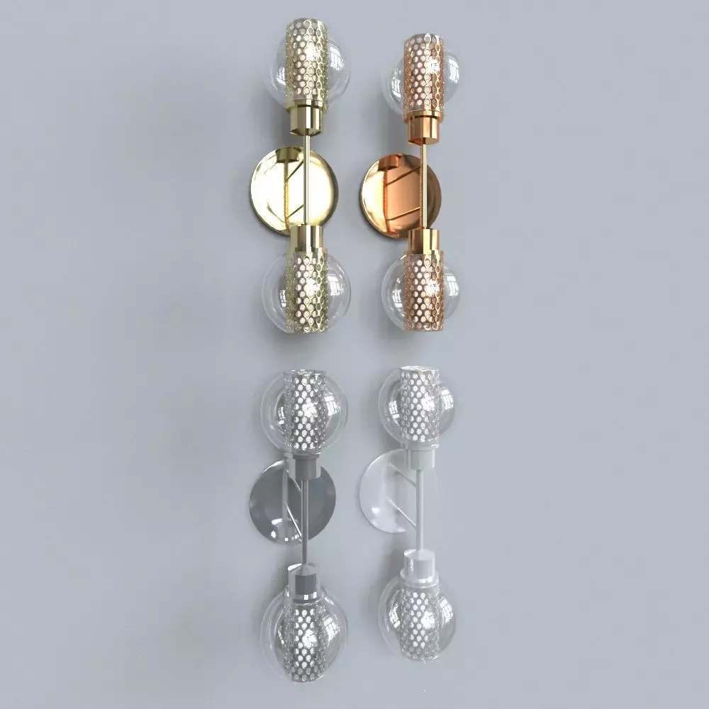 light 3 pair of gold and silver earrings 3D model