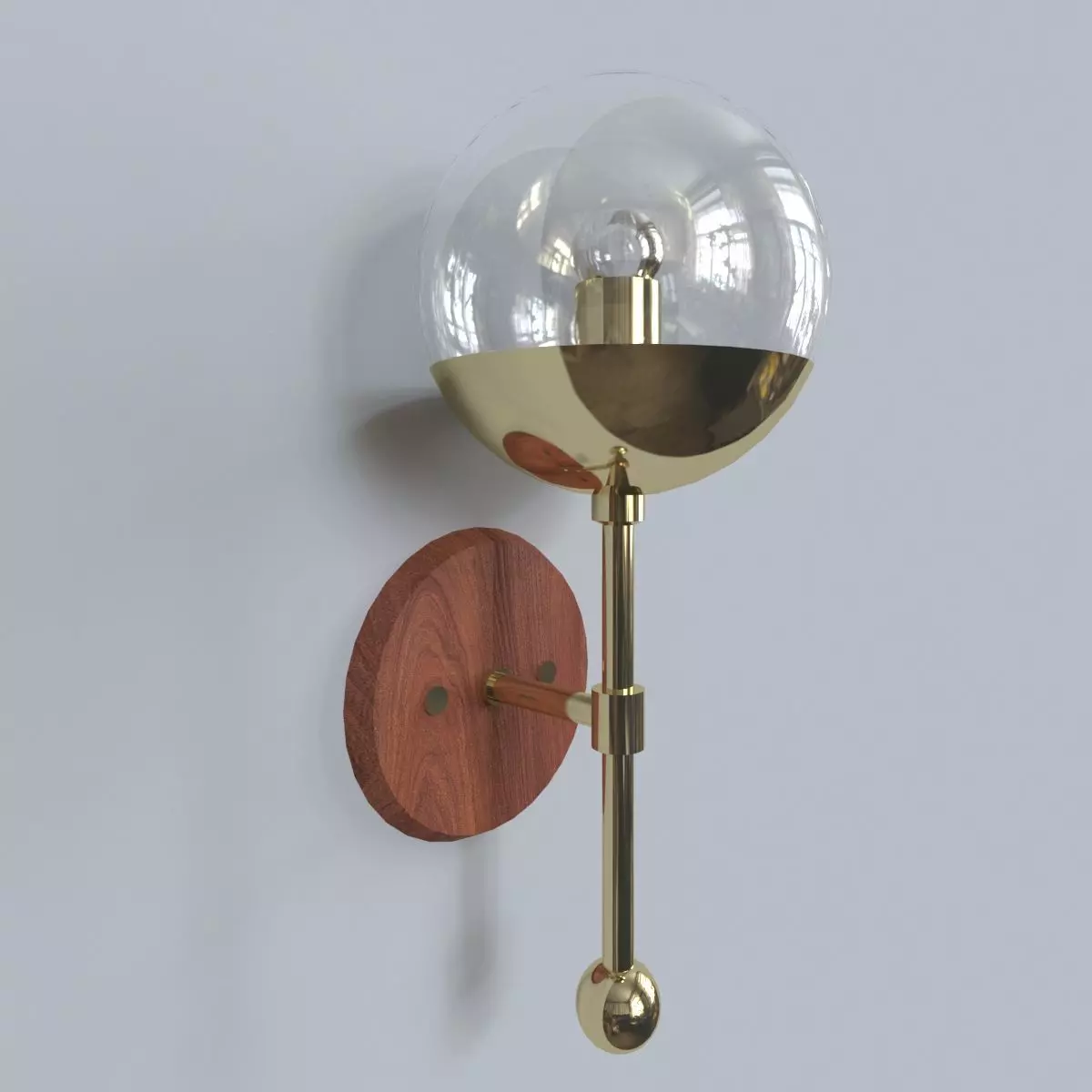 light 5 modern wall sconce with glass globe 3D model_0
