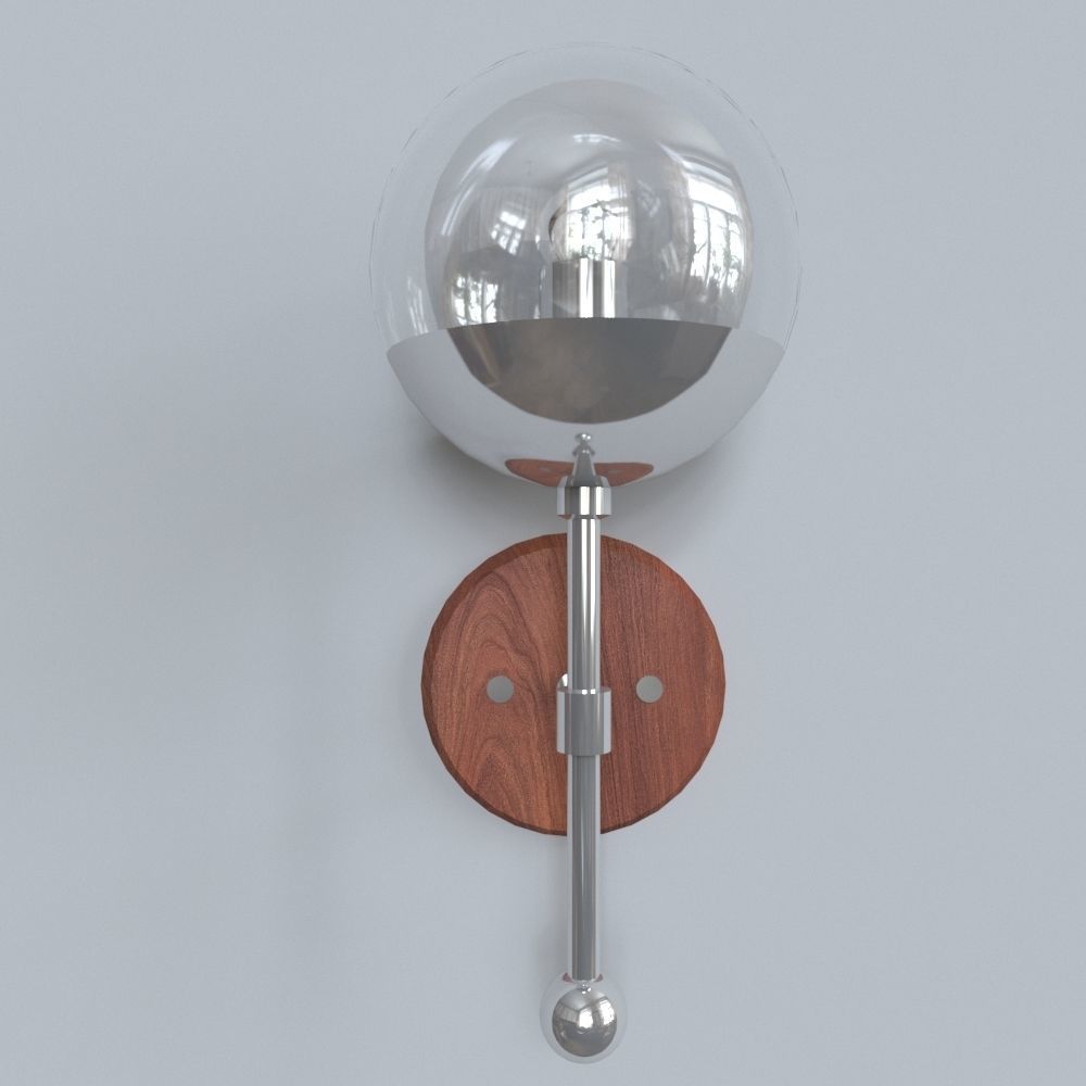 light 5 modern wall sconce with glass globe 3D model_4