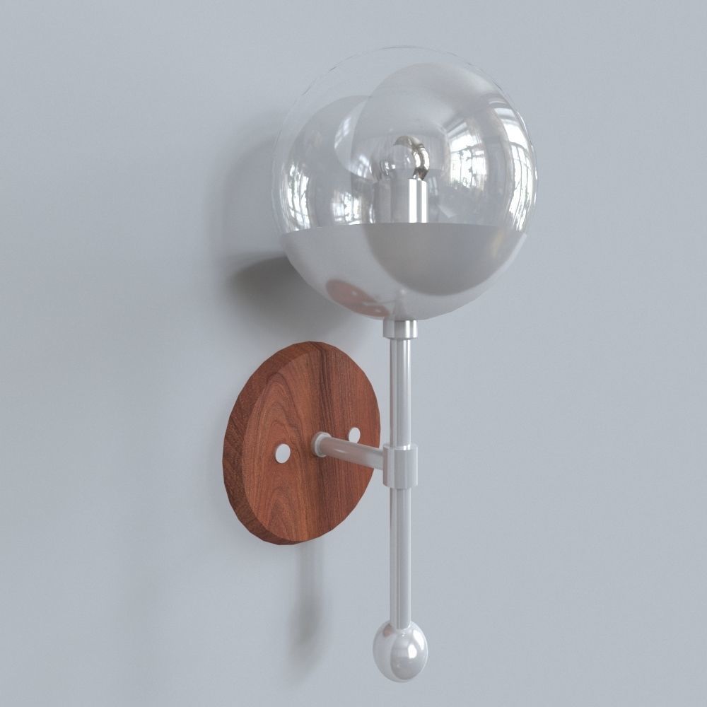 light 5 modern wall sconce with glass globe 3D model_7