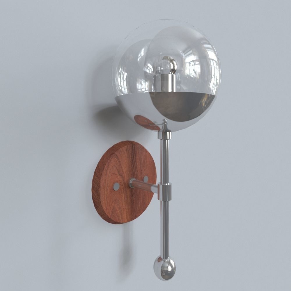 light 5 modern wall sconce with glass globe 3D model_2
