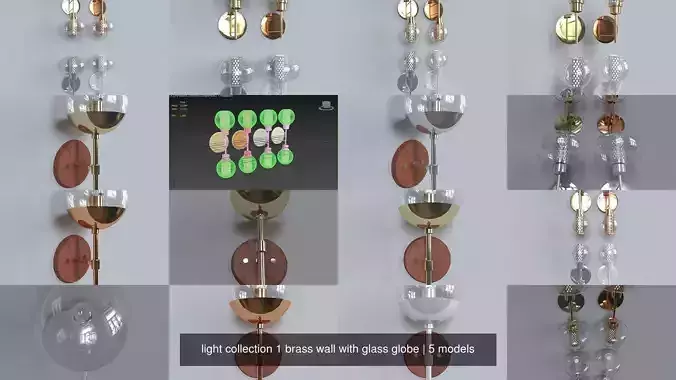 light collection 1 brass wall with glass globe