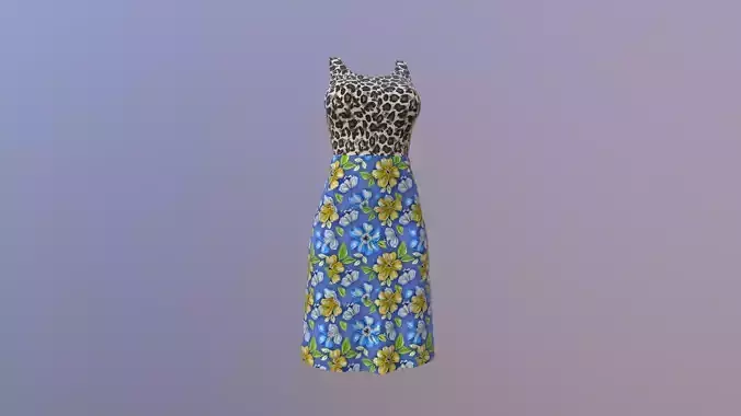 Dress1 leopard maxi dress for sims