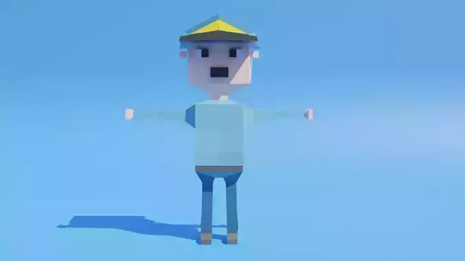 Low Poly Model man on sky