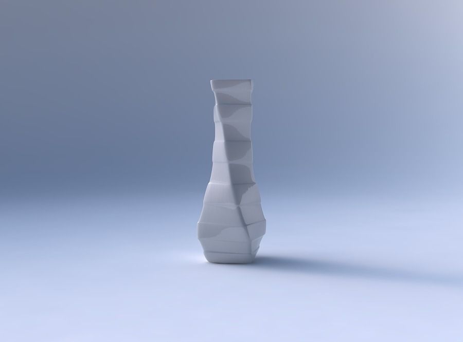 Vase twisted larger opening rectangle with smooth horizontal ... 3D print model_4