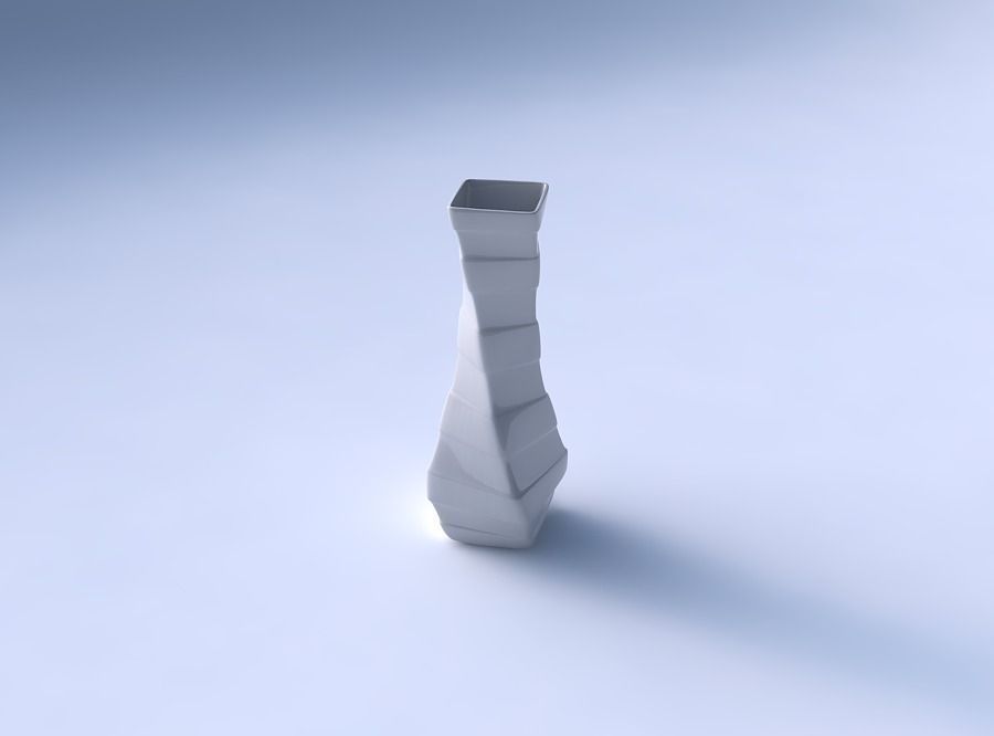 Vase twisted larger opening rectangle with smooth horizontal ... 3D print model_3