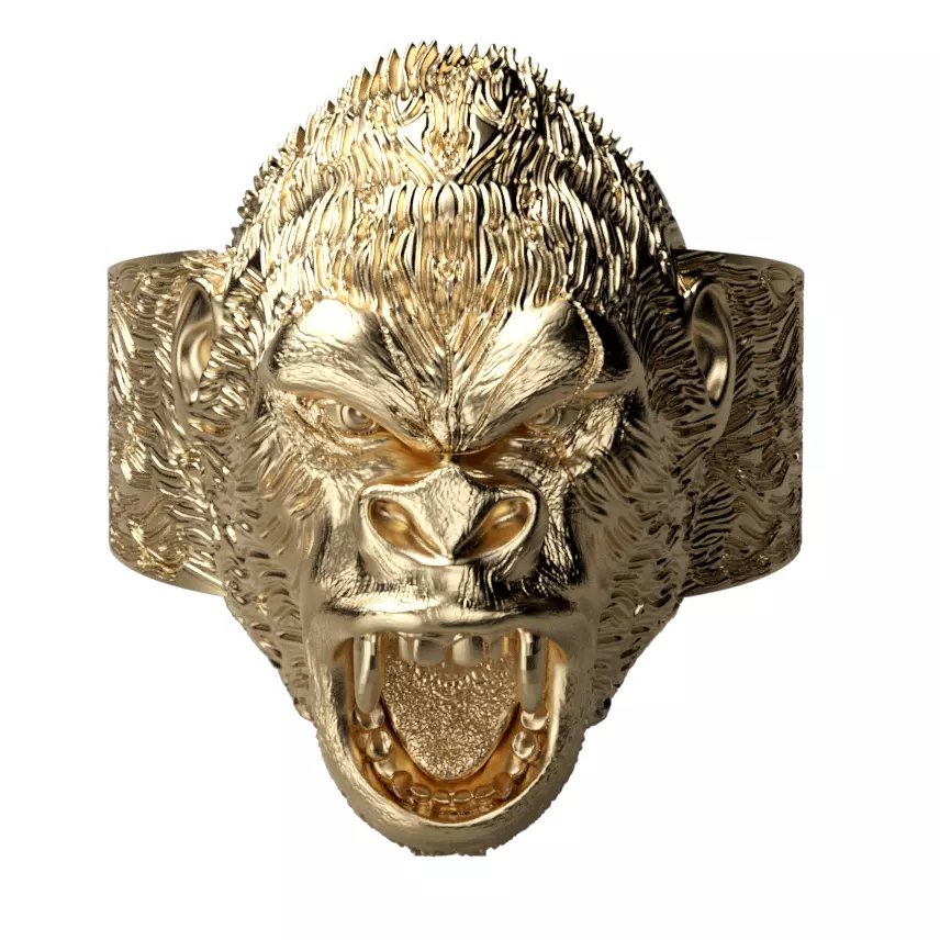 Roaring angry Gorilla Ring 3D print model