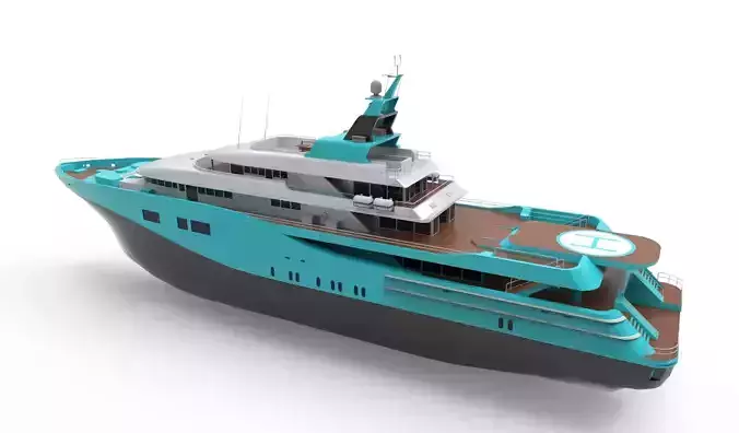 Luxury Yacht Blue Black 3D model