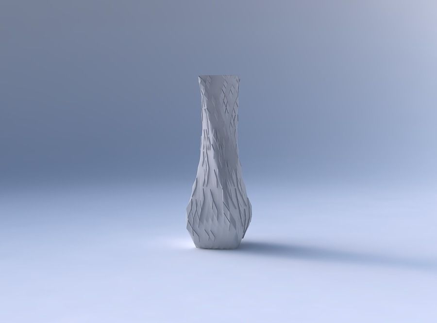 Vase twisted larger opening rectangle with scattered diagonal... 3D print model_4