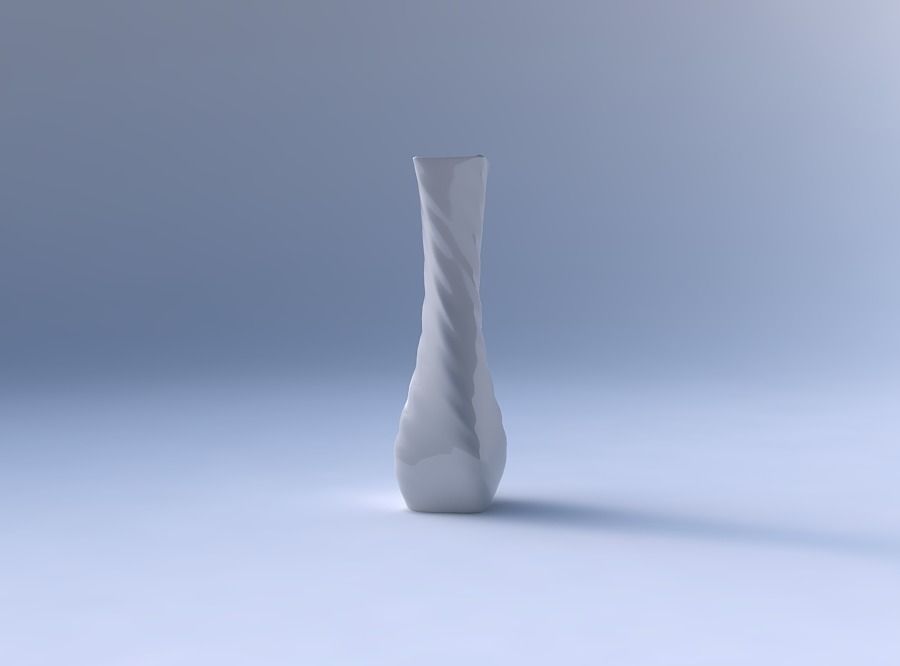 Vase twisted larger opening rectangle with relaxed large twists 3D print model_4