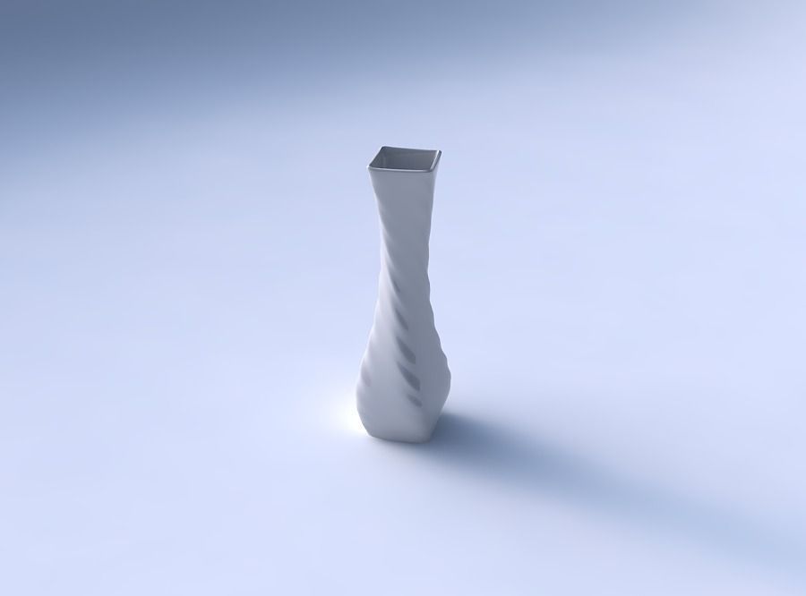 Vase twisted larger opening rectangle with relaxed large twists 3D print model_3