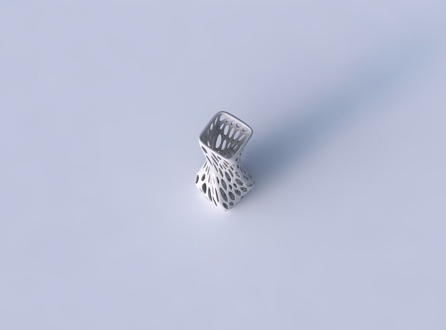 Vase twisted larger opening rectangle with smooth organic lat... 3D print model_2