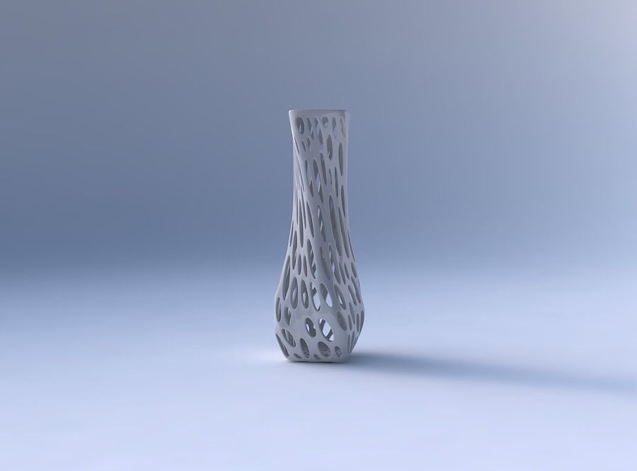 Vase twisted larger opening rectangle with smooth organic lat... 3D print model_4