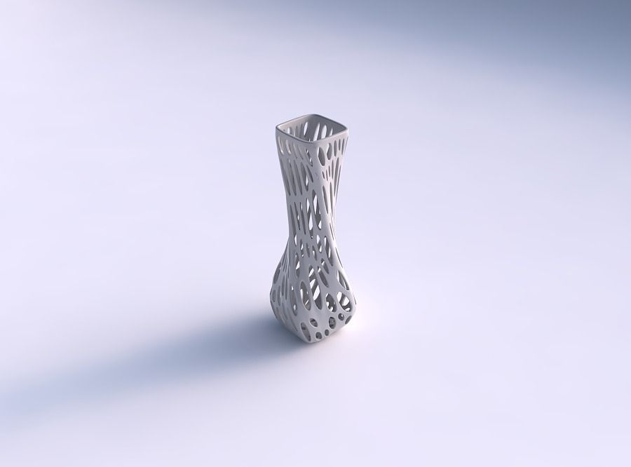 Vase twisted larger opening rectangle with smooth organic lat... 3D print model_0