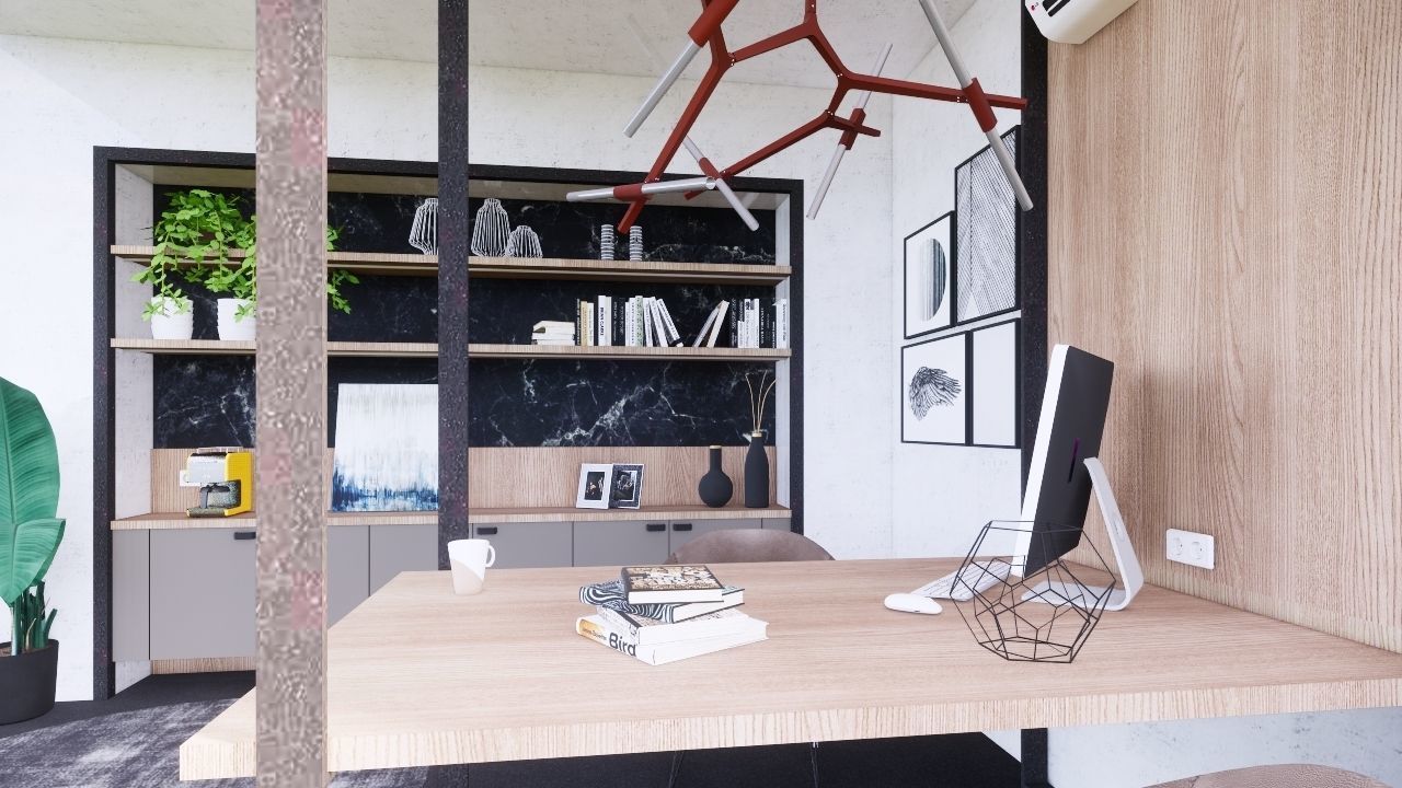 office workplace interior 3D model_1