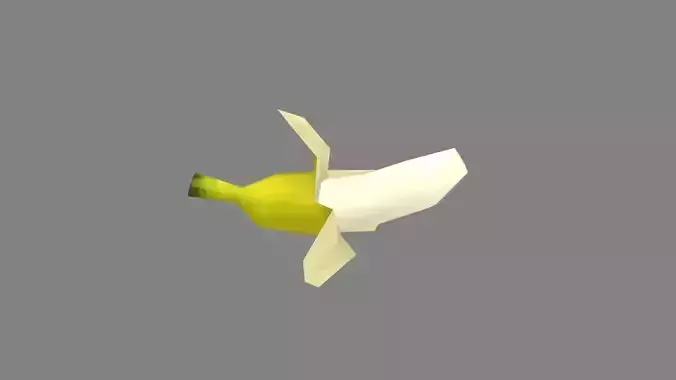 Peeled banana - cartoon banana peel Low-poly 3D model