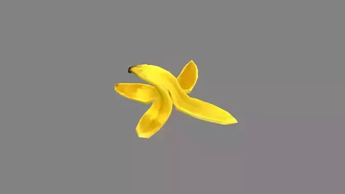 Cartoon banana peel - tilt Low-poly 3D model