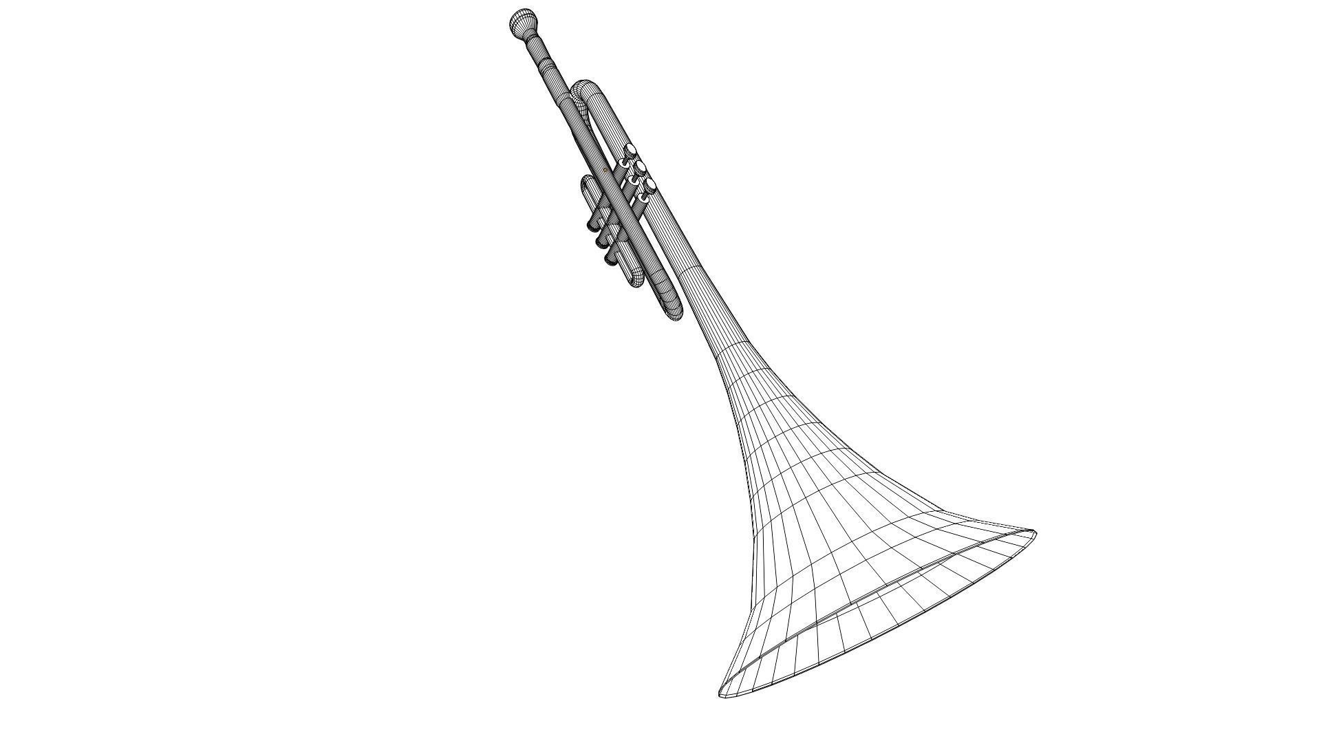 Trumpet golden Free low-poly 3D model_10
