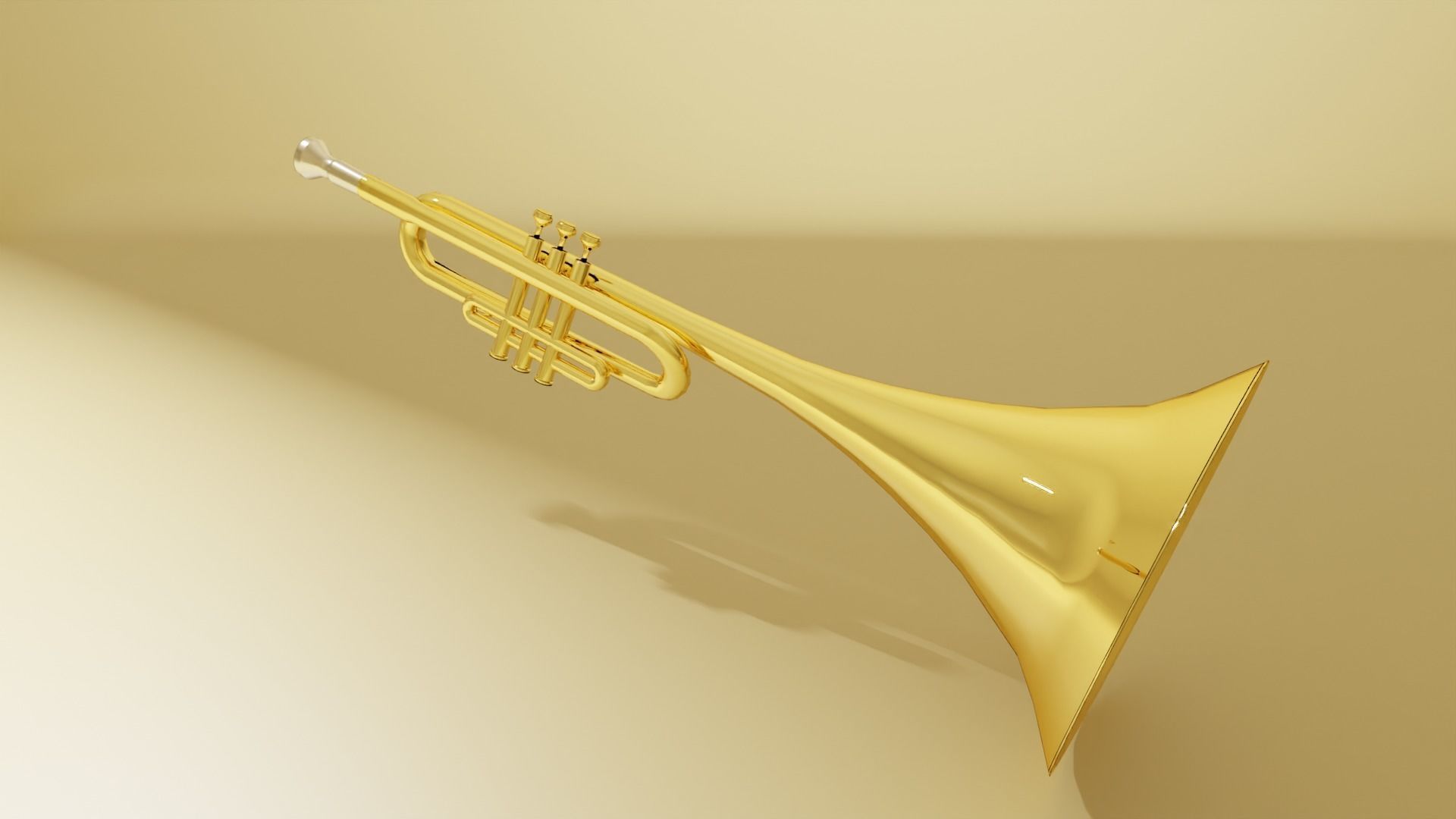 Trumpet golden Free low-poly 3D model_9