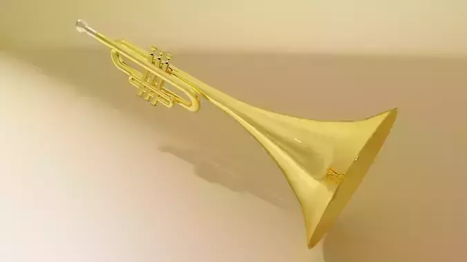 Trumpet golden Free low-poly 3D model Trumpet golden Free low-poly 3D model