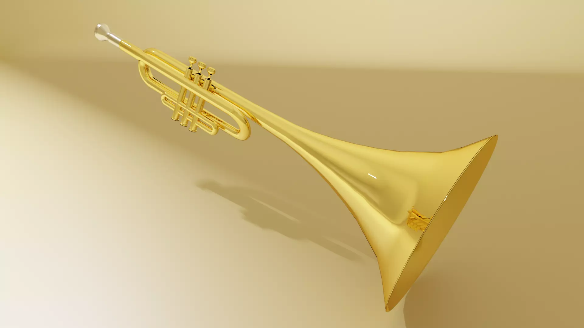 Trumpet golden Free low-poly 3D model_0