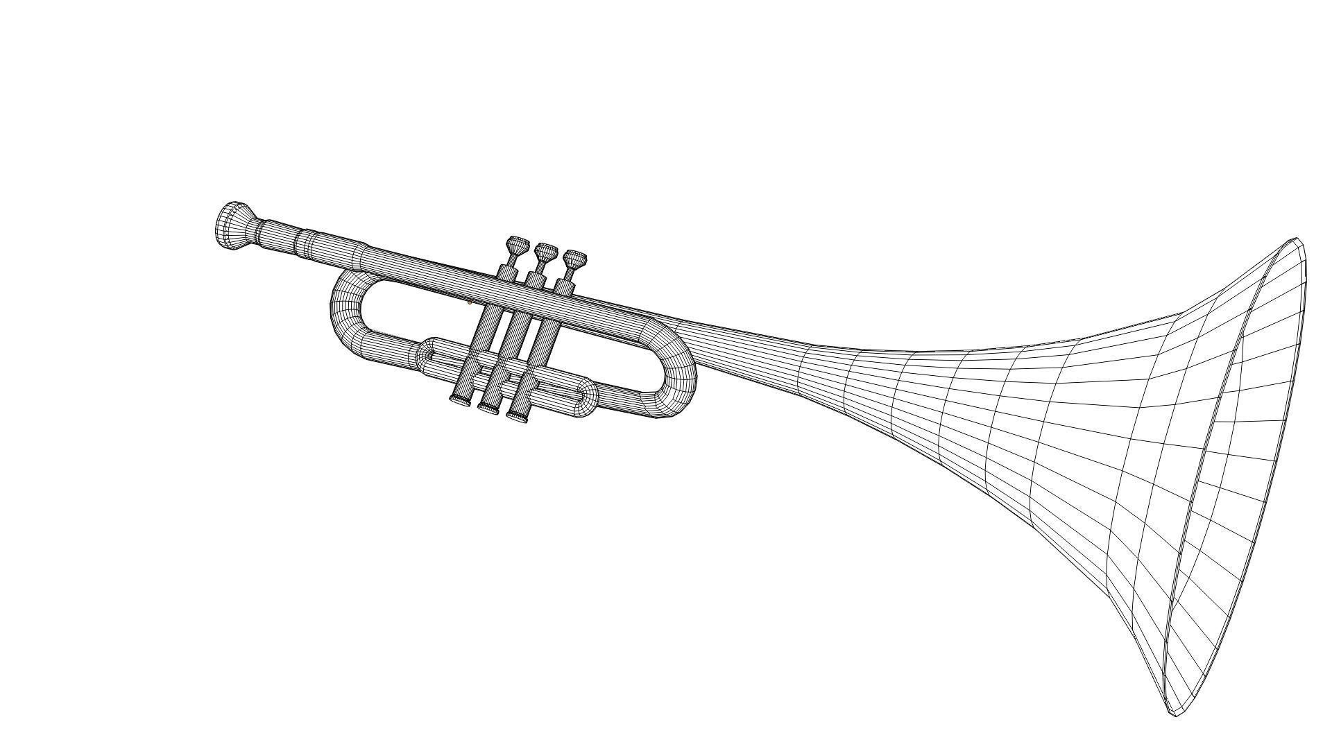 Trumpet golden Free low-poly 3D model_7