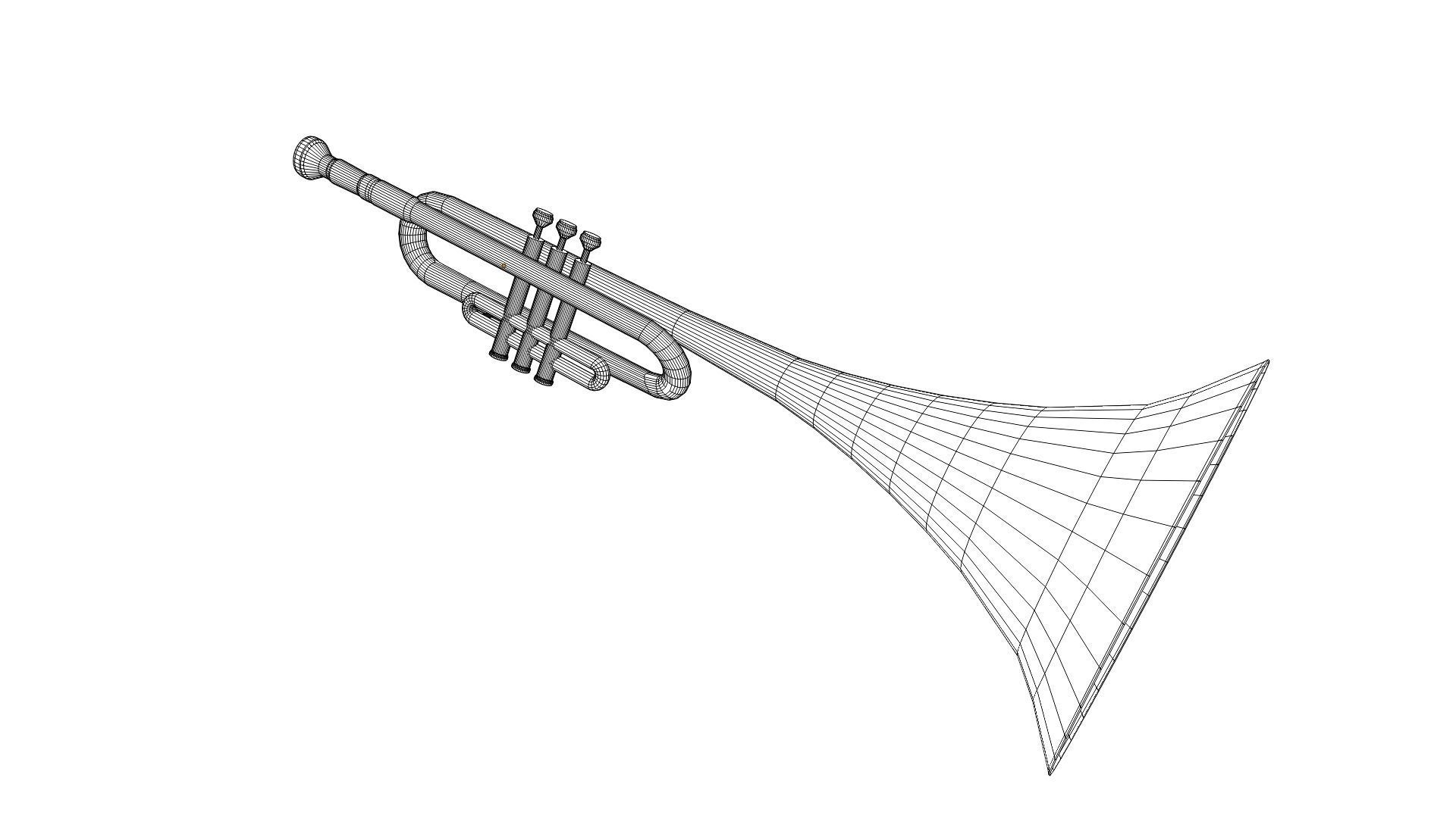 Trumpet golden Free low-poly 3D model_1