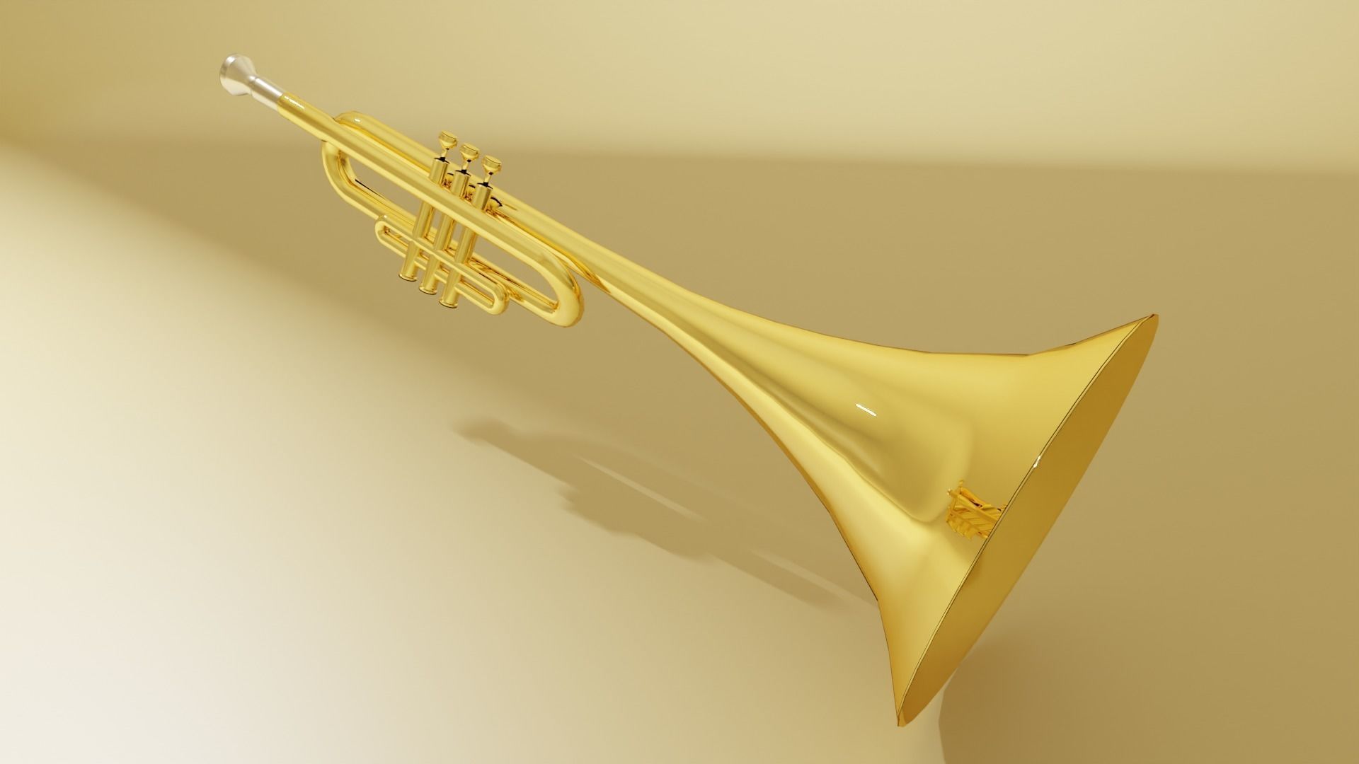 Trumpet golden Free low-poly 3D model_6