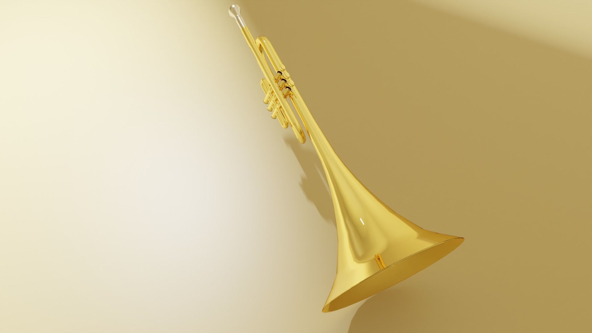 Trumpet golden Free low-poly 3D model_12