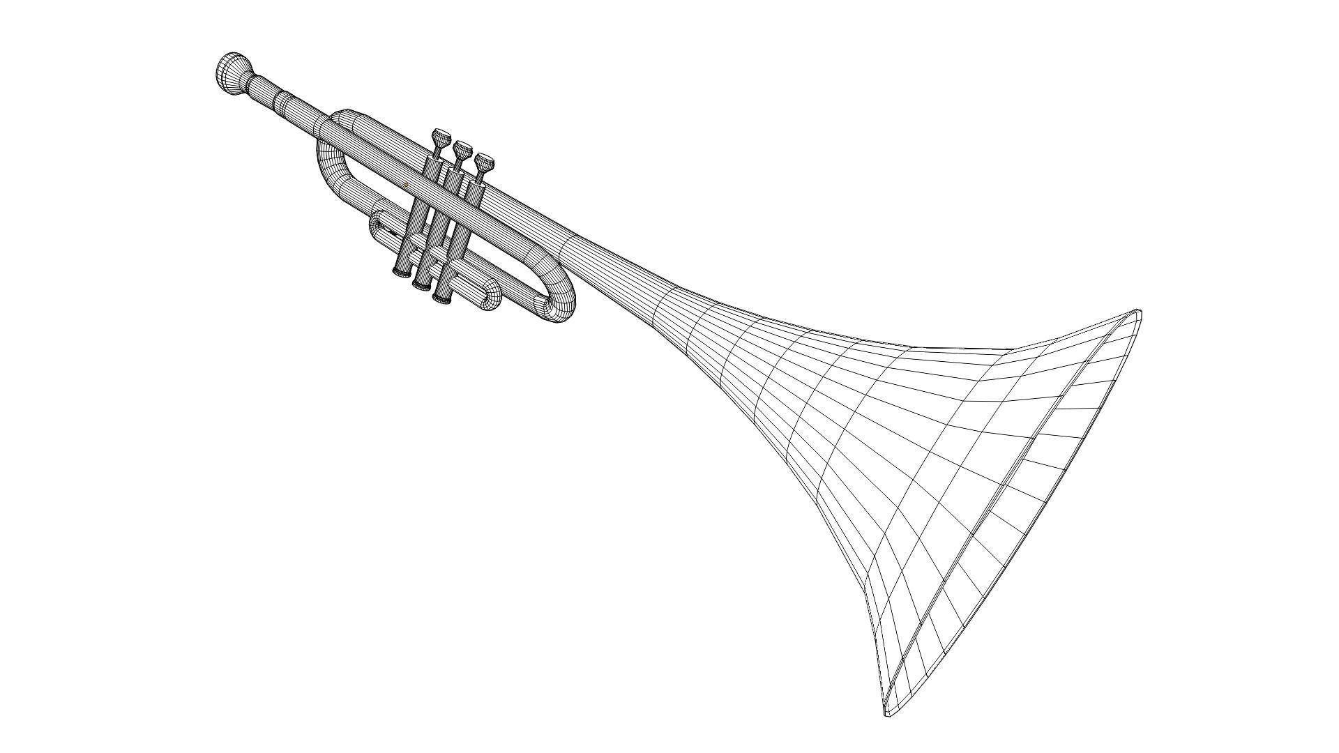 Trumpet golden Free low-poly 3D model_4